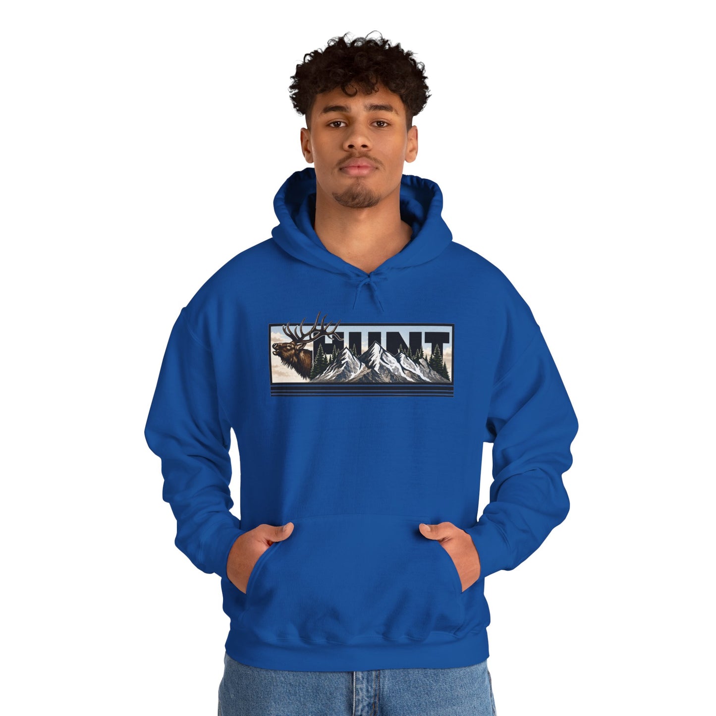 Hunt Elk Mountain Hoodie — Outdoor Hunting Graphic Sweatshirt