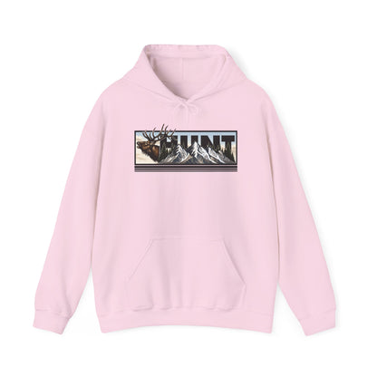 Hunt Elk Mountain Hoodie — Outdoor Hunting Graphic Sweatshirt