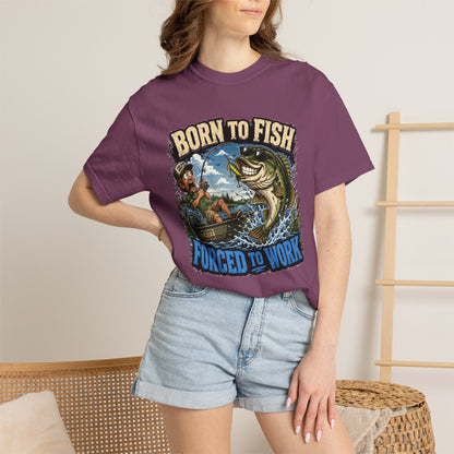 Born to Fish, Forced to Work T-Shirt — Funny Fishing Graphic Tee