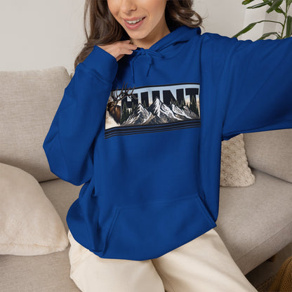 Hunt Elk Mountain Hoodie — Outdoor Hunting Graphic Sweatshirt