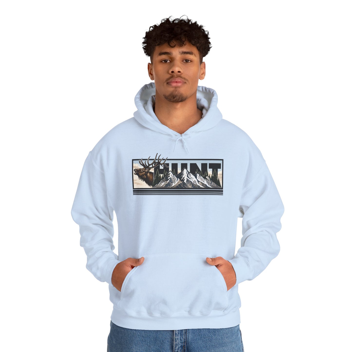 Hunt Elk Mountain Hoodie — Outdoor Hunting Graphic Sweatshirt