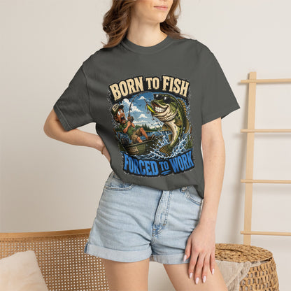 Born to Fish, Forced to Work T-Shirt — Funny Fishing Graphic Tee