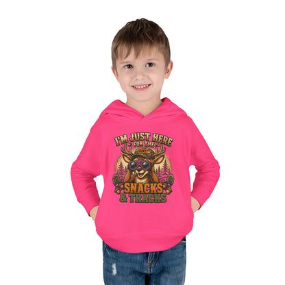Toddler Hoodie — "I'm Just Here for the Snacks & Tracks" Cute Deer Pullover
