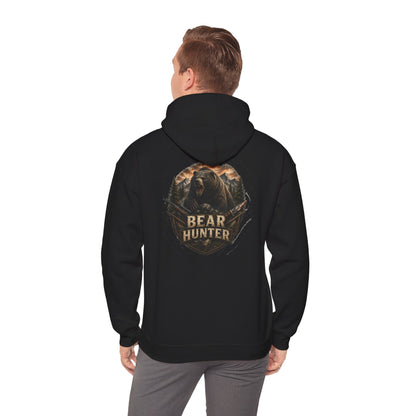 Bear Hunter Hoodie — Rustic Wildlife Hunting Graphic Sweatshirt