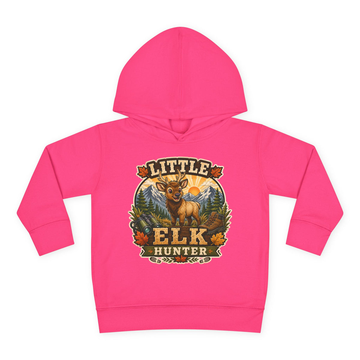 Toddler Hoodie – "Little Elk Hunter" Cute Woodland Animal Pullover for Kids