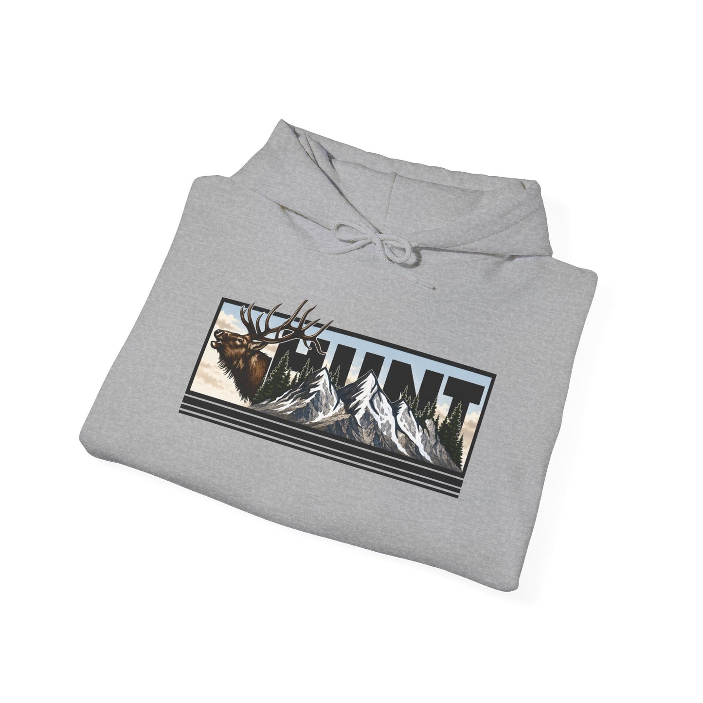 Hunt Elk Mountain Hoodie — Outdoor Hunting Graphic Sweatshirt