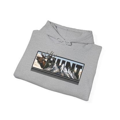Hunt Elk Mountain Hoodie — Outdoor Hunting Graphic Sweatshirt