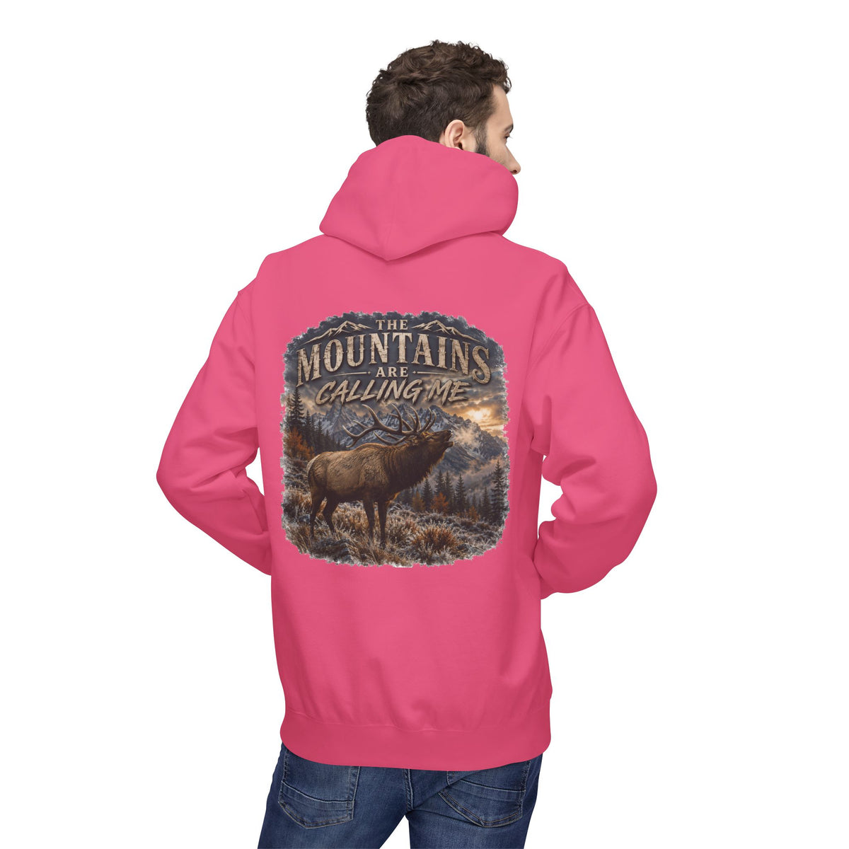 Mountain Calling Hoodie — 'Mountains Are Calling Me' Elk Graphic