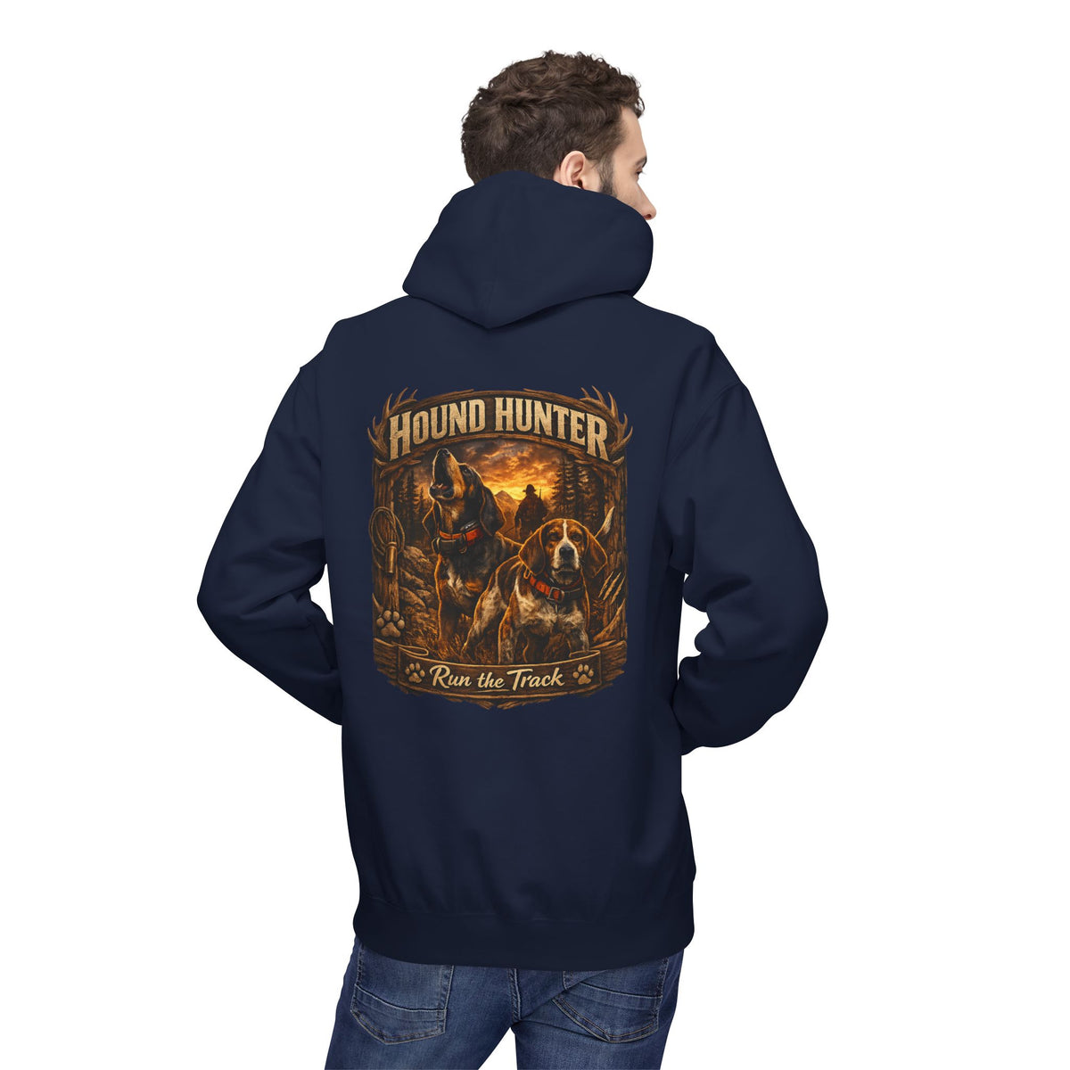 Hound Hunter Hoodie – Rustic Hunting Dog Graphic Sweatshirt