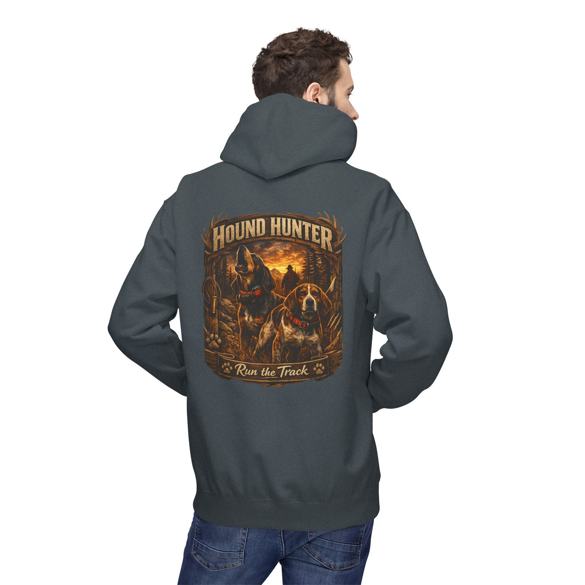 Hound Hunter Hoodie – Rustic Hunting Dog Graphic Sweatshirt