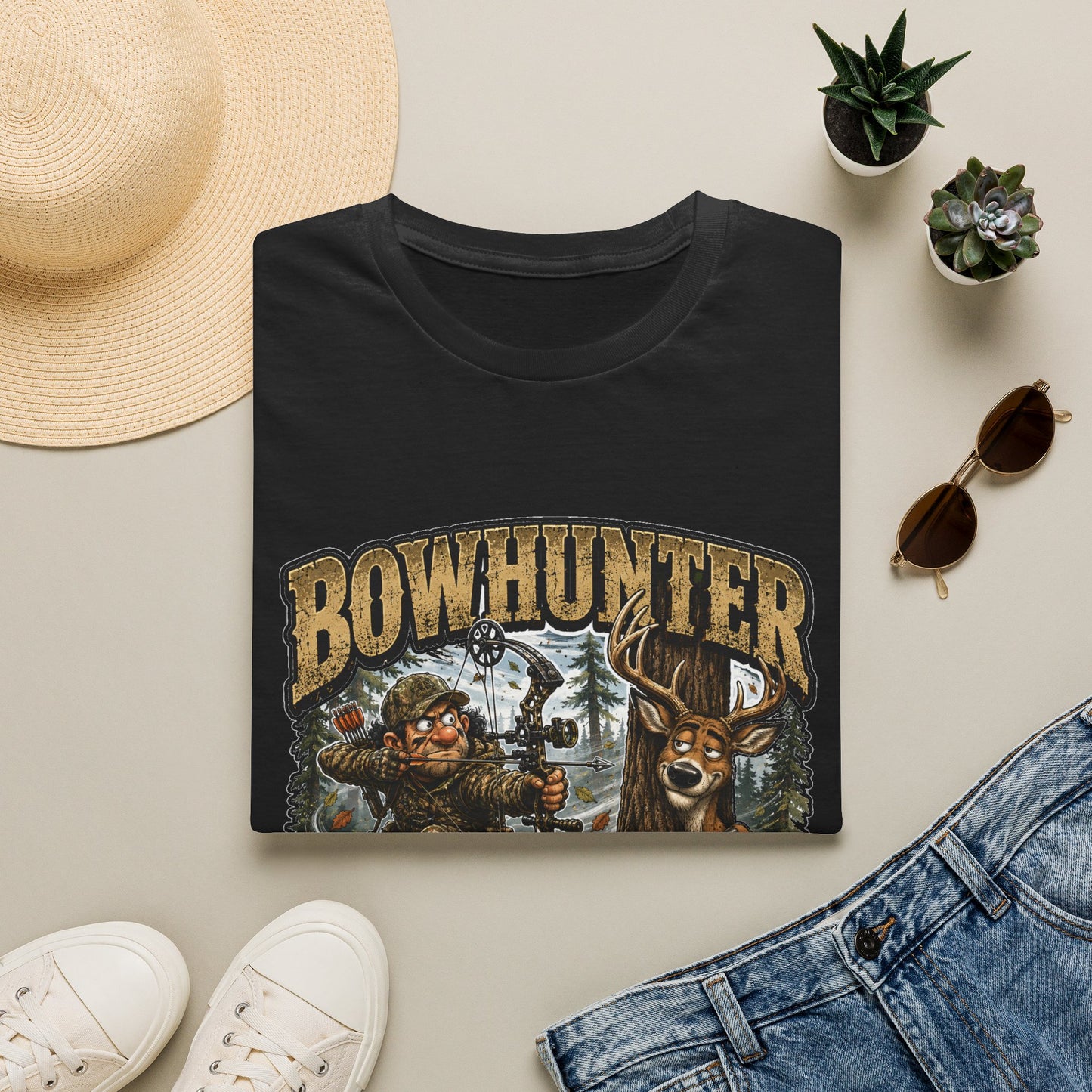 Bowhunter T-Shirt — "Stalk • Draw • Miss • Blame The Wind" Hunting Graphic Tee