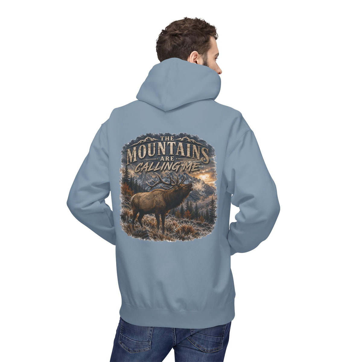 Mountain Calling Hoodie — 'Mountains Are Calling Me' Elk Graphic