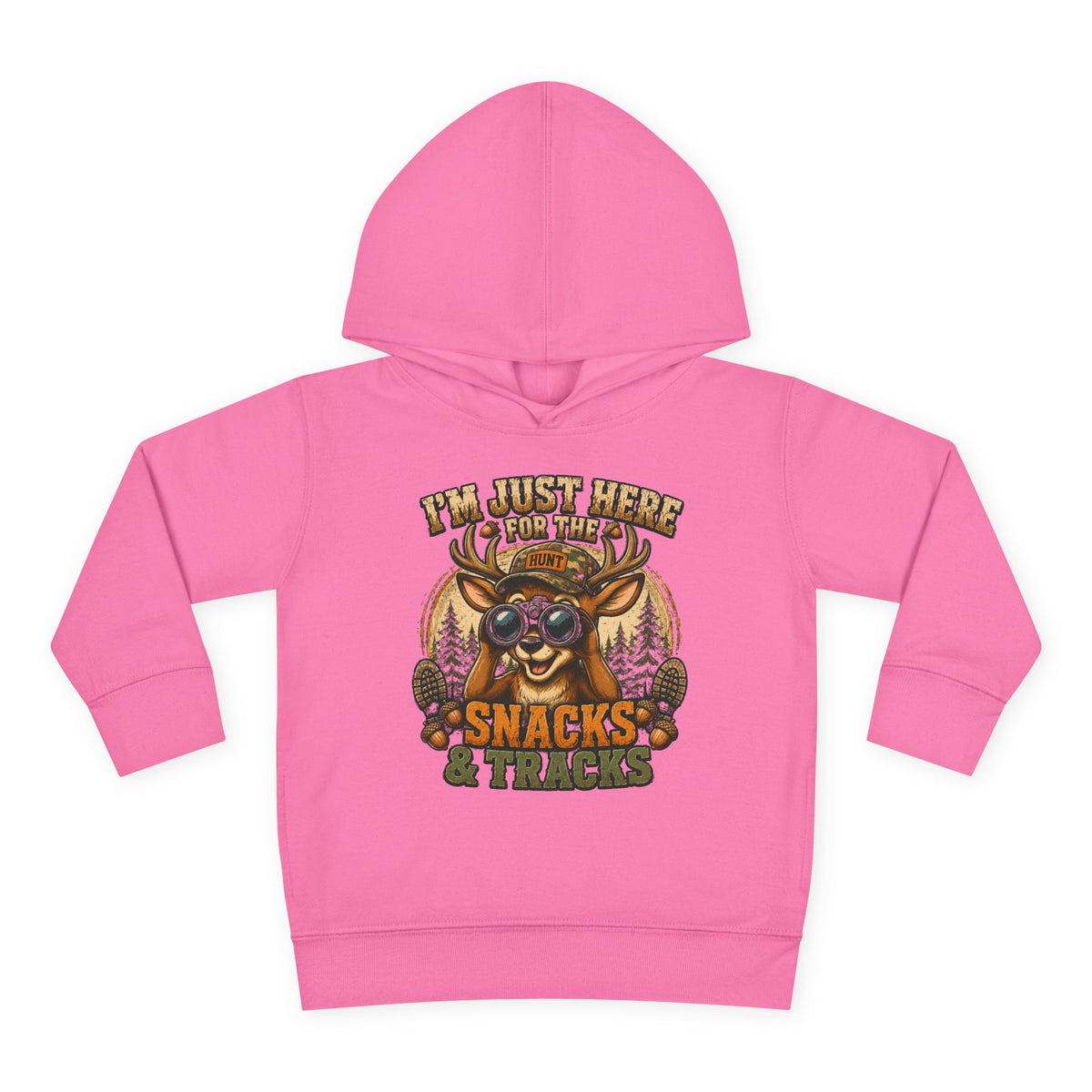 Toddler Hoodie — "I'm Just Here for the Snacks & Tracks" Cute Deer Pullover