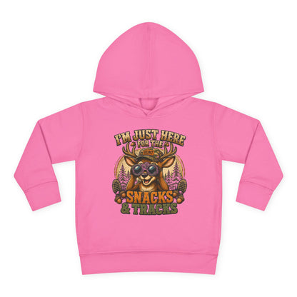 Toddler Hoodie — "I'm Just Here for the Snacks & Tracks" Cute Deer Pullover