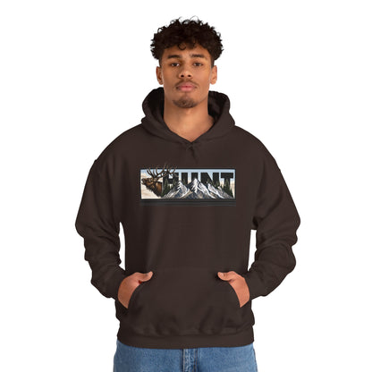 Hunt Elk Mountain Hoodie — Outdoor Hunting Graphic Sweatshirt
