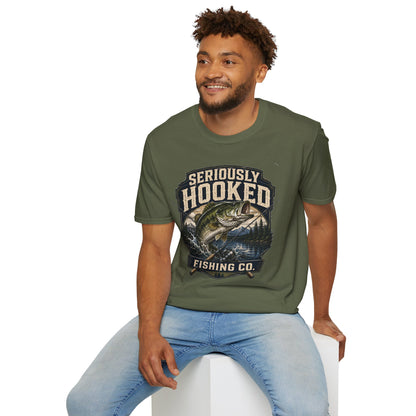 Seriously Hooked Fishing T-Shirt — Bass Angler Graphic Tee