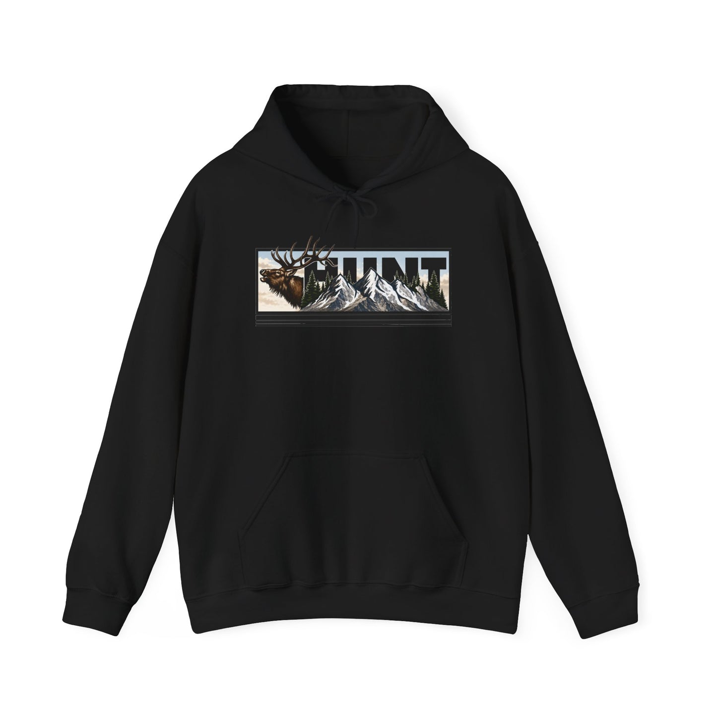 Hunt Elk Mountain Hoodie — Outdoor Hunting Graphic Sweatshirt