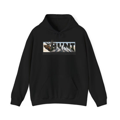 Hunt Elk Mountain Hoodie — Outdoor Hunting Graphic Sweatshirt
