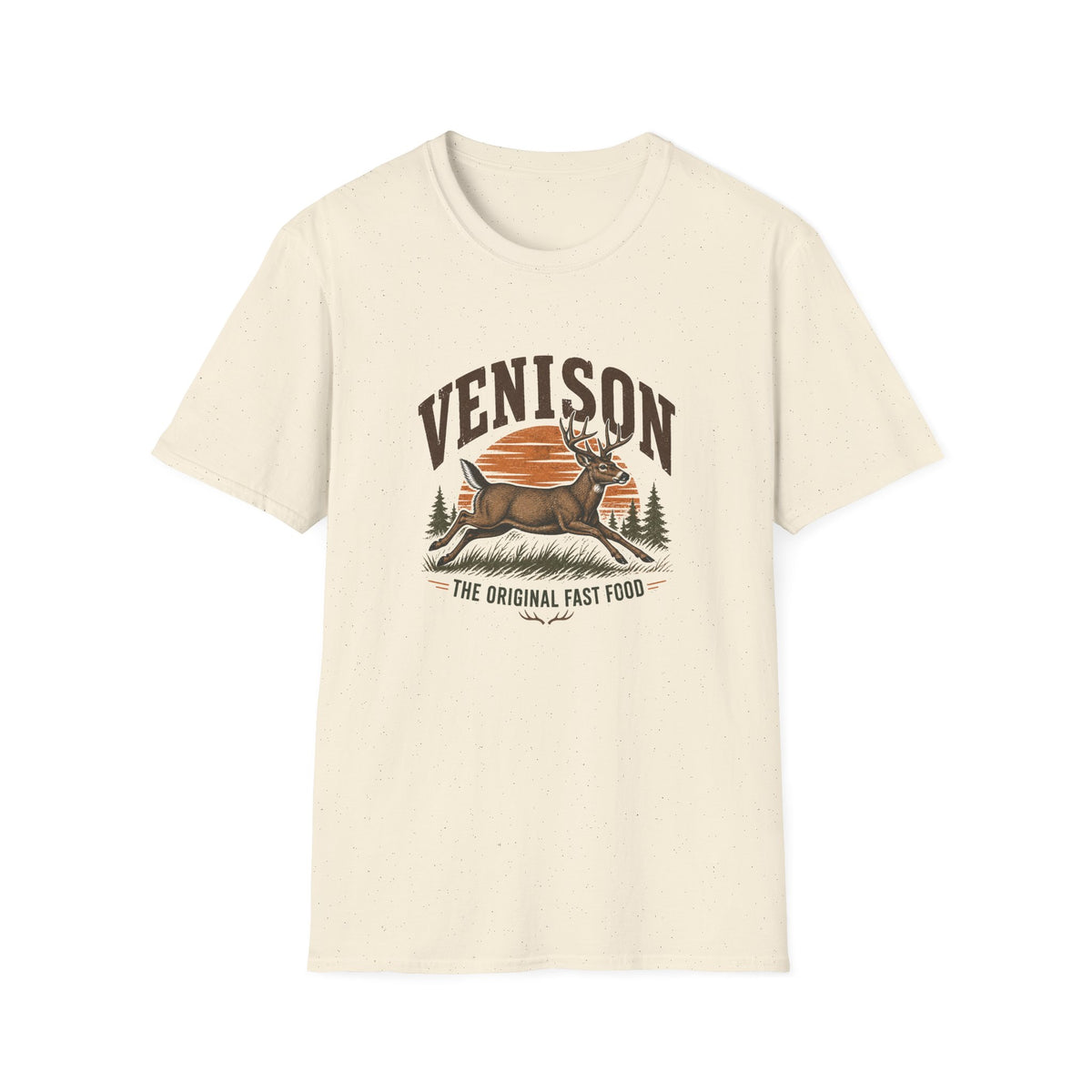Venison Deer T‑Shirt — Retro Hunting Vintage Sunset Graphic Tee