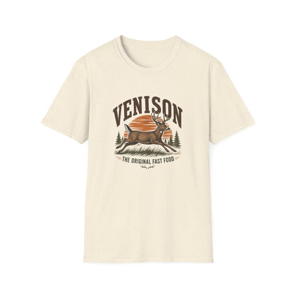Venison Deer T‑Shirt — Retro Hunting Vintage Sunset Graphic Tee